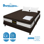 Combo Base Cama Y Colchón Marshall Cafe Semidoble 120 X 190 Cm Firmeza Medio Doble Faz