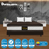 Combo Base Cama y Colchón Marshall Cafe Queen 160 X 190 Cm Firmeza Medio Doble Faz - COLCHONES | Bylmo