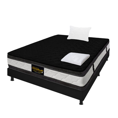 Combo Base Cama y Colchón Marshall Negro Sencillo 100 X 190 Cm Firmeza Medio Doble Faz - COLCHONES | Bylmo