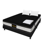 Combo Base Cama Y Colchón Marshall Negro Semidoble 120 X 190 Cm Firmeza Medio Doble Faz