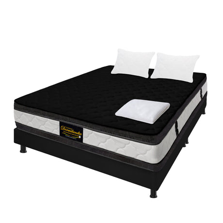 Combo Base Cama y Colchón Marshall Negro King 200 X 200 Cm Firmeza Medio Doble Faz - COLCHONES | Bylmo