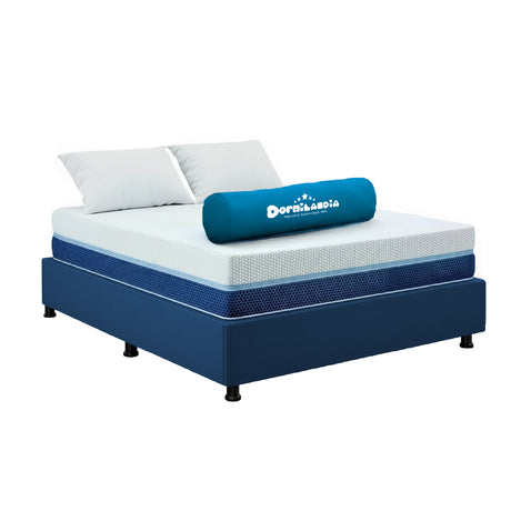 Combo Base Cama y Colchón Multisleep Blanco y Azul Semidoble 120 X 190 Cm Firmeza Medio Doble Faz - COLCHONES | Bylmo