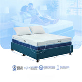 Combo Base Cama y Colchón Enrollado Multisleep Blanco y Azul Doble 140 X 190 Cm Firmeza Medio Doble Faz