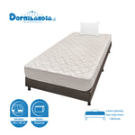 Combo Base Cama Y Colchón Multisleep Blanco Y Cafe Sencillo 100 X 190 Cm Firmeza Medio Doble Faz