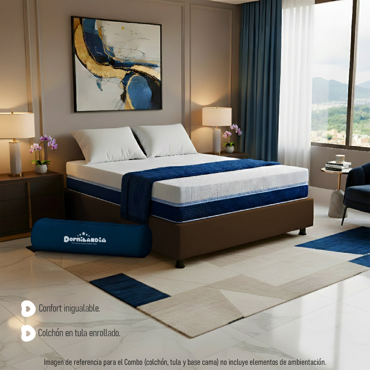 Combo Base Cama y Colchón Multisleep Blanco y Cafe Doble 140 X 190 Cm Firmeza Medio Doble Faz - COLCHONES | Bylmo