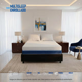 Combo Base Cama y Colchón Multisleep Blanco y Negro Doble 140 X 190 Cm Firmeza Medio Doble Faz - COLCHONES | Bylmo