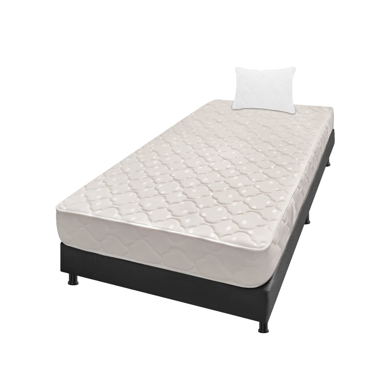 Combo Base Cama Y Colchón Multisleep Blanco Y Gris Sencillo 100 X 190 Cm Firmeza Medio Doble Faz