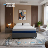 Combo Base Cama y Colchón Enrollado Multisleep Blanco y Gris Semidoble 120 X 190 Cm Firmeza Medio Doble Faz