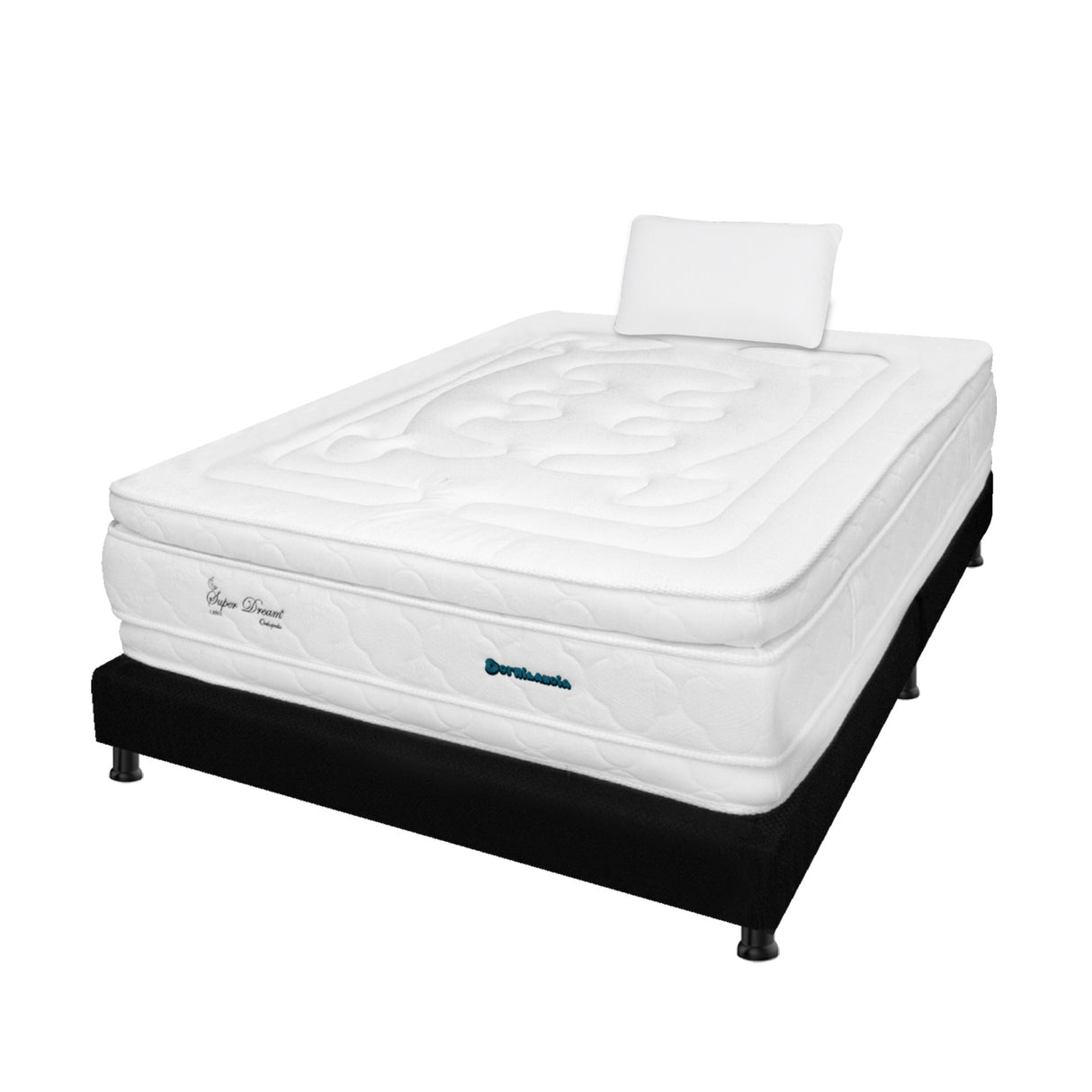 Combo Base Cama y Colchón Super Dream Blanco y Negro Sencillo 100 X 190 Cm Firmeza Firme Doble Faz - COLCHONES | Bylmo