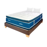 Combo Base Cama Y Colchón Supra Azul Y Cafe King 200 X 200 Cm Firmeza Medio Doble Faz