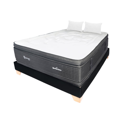 Combo Base Cama y Colchón Supra Negro Doble 140 X 190 Cm Firmeza Medio Doble Faz - COLCHONES | Bylmo