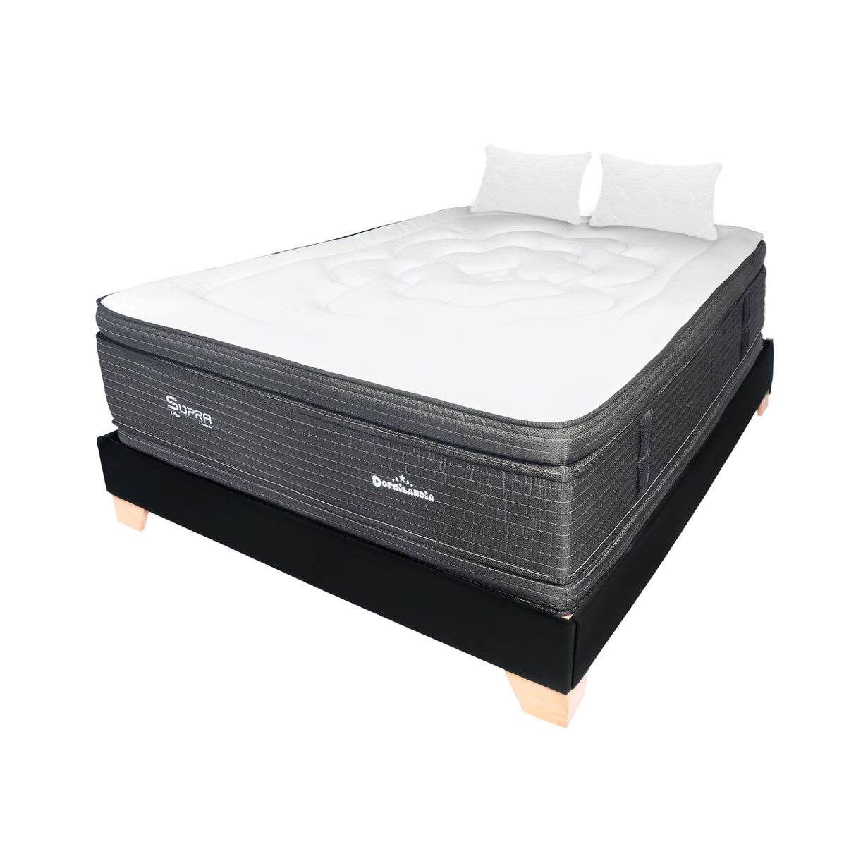 Combo Base Cama y Colchón Supra Negro King 200 X 200 Cm Firmeza Medio Doble Faz - COLCHONES | Bylmo