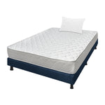 Combo Base Cama Y Colchón Ultraflex Blanco Y Azul Sencillo 100 X 190 Cm Firmeza Firme Doble Faz