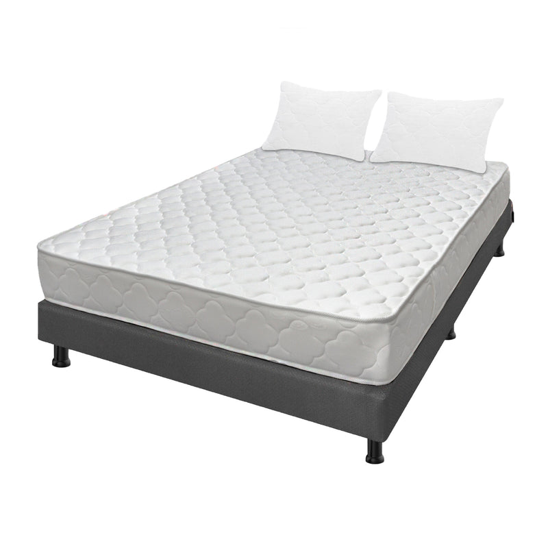 Combo Base Cama Y Colchón Ultraflex Blanco Y Gris Doble 140 X 190 Cm Firmeza Firme Doble Faz