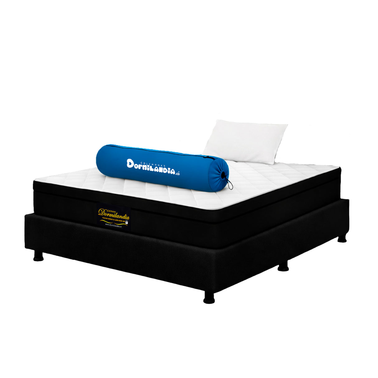 Combo Base Cama y Colchón Enrollado Versalles Blanco y Negro Sencillo 100 X 190 Cm Firmeza Medio - COLCHONES | Bylmo