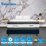 Combo Base Cama y Colchón Wonderful Blanco y Azul Doble 140 X 190 Cm Firmeza Medio Doble Faz - COLCHONES | Bylmo