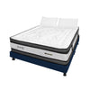 Combo Base Cama Y Colchón Wonderful Blanco Y Azul Queen 160 X 190 Cm Firmeza Medio Doble Faz