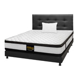 Combo Colchón Atenas Blanco y Gris Sencillo 100 X 190 Cm Firmeza Medio Doble Faz Con Cabecero y Base Cama - COLCHONES | Bylmo