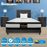 Combo Colchón Atenas Blanco y Gris Sencillo 100 X 190 Cm Firmeza Medio Doble Faz Con Cabecero y Base Cama - COLCHONES | Bylmo