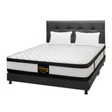 Combo Colchón Atenas Blanco y Gris Queen 160 X 190 Cm Firmeza Medio Doble Faz Con Cabecero y Base Cama - COLCHONES | Bylmo