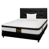 Combo Colchón Atenas Blanco y Negro Sencillo 100 X 190 Cm Firmeza Medio Doble Faz Con Cabecero y Base Cama - COLCHONES | Bylmo