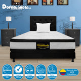 Combo Colchón Atenas Blanco y Negro Sencillo 100 X 190 Cm Firmeza Medio Doble Faz Con Cabecero y Base Cama - COLCHONES | Bylmo