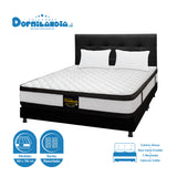 Combo Colchón Atenas Blanco y Negro Queen 160 X 190 Cm Firmeza Medio Doble Faz Con Cabecero y Base Cama - COLCHONES | Bylmo
