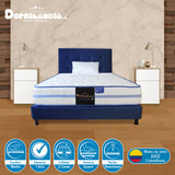 Combo Colchón Caribe Blanco y Azul Sencillo 100 X 190 Cm Firmeza Suave Doble Faz Con Cabecero y Base Cama - COLCHONES | Bylmo