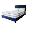 Combo Colchón Caribe Blanco Y Azul Doble 140 X 190 Cm Firmeza Suave Doble Faz Con Cabecero Y Base Cama