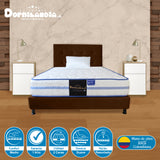 Combo Colchón Caribe Blanco y Cafe Sencillo 100 X 190 Cm Firmeza Suave Doble Faz Con Cabecero y Base Cama - COLCHONES | Bylmo