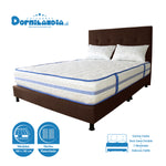 Combo Colchón Caribe Blanco Y Cafe Queen 160 X 190 Cm Firmeza Suave Doble Faz Con Cabecero Y Base Cama