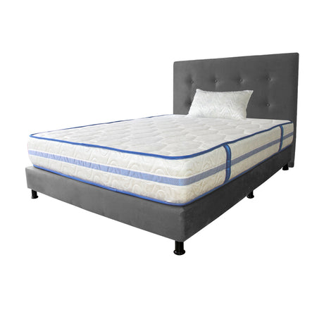 Combo Colchón Caribe Blanco y Gris Sencillo 100 X 190 Cm Firmeza Suave Doble Faz Con Cabecero y Base Cama - COLCHONES | Bylmo