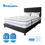 Combo Colchón Caribe Blanco Y Negro Doble 140 X 190 Cm Firmeza Suave Doble Faz Con Cabecero Y Base Cama