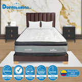 Combo Colchón Excalibur Gris y Azul Doble 140 X 190 Cm Firmeza Medio Doble Faz Con Cabecero y Base Cama - COLCHONES | Bylmo