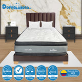 Combo Colchón Excalibur Gris y Azul King 200 X 200 Cm Firmeza Medio Doble Faz Con Cabecero y Base Cama - COLCHONES | Bylmo