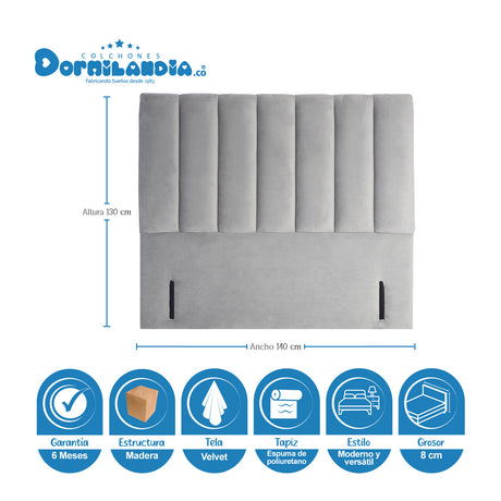 Combo Colchón Excalibur Gris y Cafe Doble 140 X 190 Cm Firmeza Medio Doble Faz Con Cabecero y Base Cama - COLCHONES | Bylmo