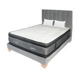 Combo Colchón Excalibur Gris y Cafe Queen 160 X 190 Cm Firmeza Medio Doble Faz Con Cabecero y Base Cama - COLCHONES | Bylmo