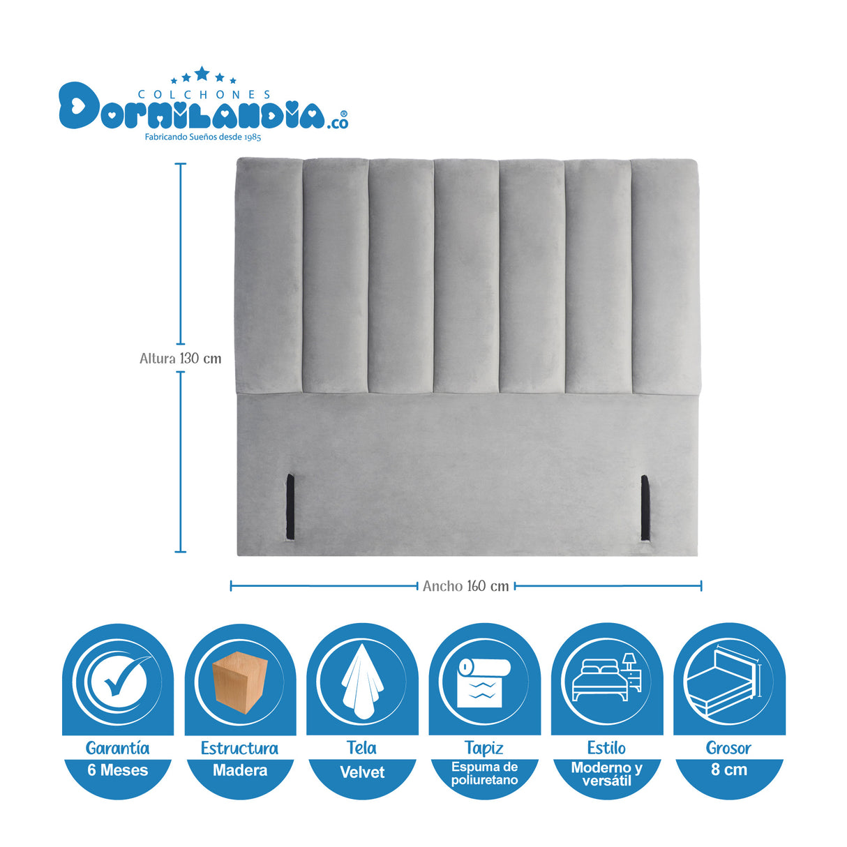 Combo Colchón Excalibur Gris y Cafe Queen 160 X 190 Cm Firmeza Medio Doble Faz Con Cabecero y Base Cama - COLCHONES | Bylmo