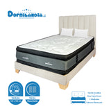 Combo Colchón Excalibur Gris Doble 140 X 190 Cm Firmeza Medio Doble Faz Con Cabecero y Base Cama - COLCHONES | Bylmo