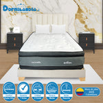 Combo Colchón Excalibur Gris Queen 160 X 190 Cm Firmeza Medio Doble Faz Con Cabecero Y Base Cama