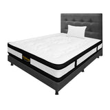 Combo Colchón Blanco y Gris Sencillo 100 X 190 Cm Firmeza Medio Suave Doble Faz Con Cabecero y Base Cama - COLCHONES | Bylmo
