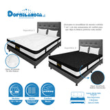 Combo Colchón Blanco y Gris Semidoble 120 X 190 Cm Firmeza Medio Suave Doble Faz Con Cabecero y Base Cama - COLCHONES | Bylmo
