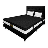 Combo Colchón Blanco y Negro Doble 140 X 190 Cm Firmeza Medio Suave Doble Faz Con Cabecero y Base Cama - COLCHONES | Bylmo