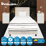 Combo Colchón Infinity Blanco Y Arena Sencillo 100 X 190 Cm Firmeza Medio Firme Doble Faz Con Cabecero Y Base Cama