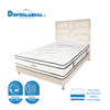 Combo Colchón Infinity Blanco Y Arena Sencillo 100 X 190 Cm Firmeza Medio Firme Doble Faz Con Cabecero Y Base Cama