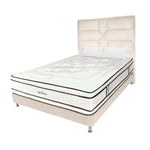 Combo Colchón Infinity Blanco Y Arena Semidoble 120 X 190 Cm Firmeza Medio Firme Doble Faz Con Cabecero Y Base Cama