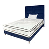 Combo Colchón Infinity Blanco Y Azul Sencillo 100 X 190 Cm Firmeza Medio Firme Doble Faz Con Cabecero Y Base Cama