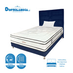 Combo Colchón Infinity Blanco Y Azul Sencillo 100 X 190 Cm Firmeza Medio Firme Doble Faz Con Cabecero Y Base Cama