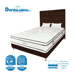 Combo Colchón Infinity Blanco Y Cafe Queen 160 X 190 Cm Firmeza Medio Firme Doble Faz Con Cabecero Y Base Cama