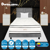 Combo Colchón Infinity Blanco y Gris Sencillo 100 X 190 Cm Firmeza Medio Firme Doble Faz Con Cabecero y Base Cama - COLCHONES | Bylmo
